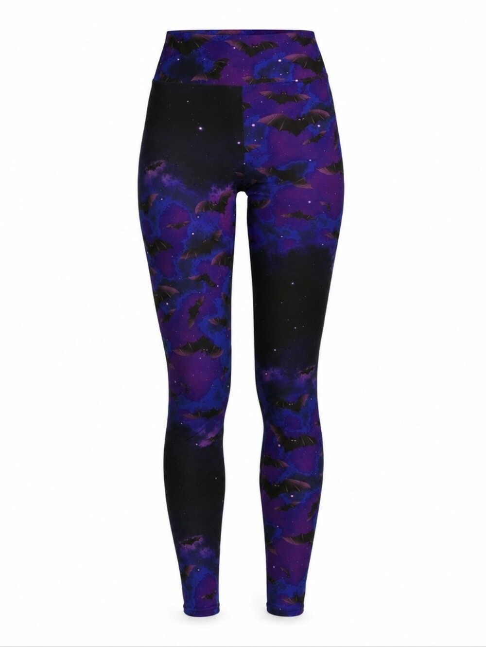 No Boundaries Purple Halloween Sueded Bat Print Leggings - Picture 2 of 2